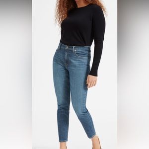 Everlane Womens Skinny High Rise Denim Jeans Medium Blue Wash Size 26 Tall